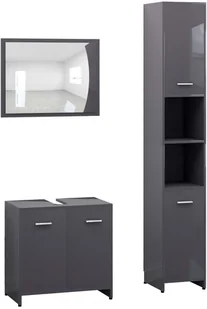 vidaXL vidaXL 3-częściowy zestaw mebli łazienkowych, szary, płyta wiórowa 8720286166192 - Meble łazienkowe - miniaturka - grafika 2