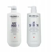 Zestawy kosmetyków damskich - Goldwell Just Smooth Zestaw Szampon + Odżywka 2x1L - miniaturka - grafika 1