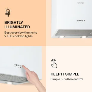 Klarstein Monumenta 40 Biały CGCH3-Monumenta-WH - Okapy kuchenne - miniaturka - grafika 5