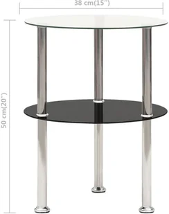VidaXL Lumarko 2-poziomowy stolik, 38 cm, przezroczyste/czarne szkło hartowane! 322788 VidaXL - Ławy i stoliki kawowe - miniaturka - grafika 6