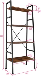tectake Regał drabinkowy Newcastle - industrialny ciemny 404146 - Regały - miniaturka - grafika 6