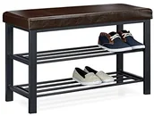 Szafki na buty - Relaxdays szafka na buty z miejscem do siedzenia, dwupoziomowa, otwarta, mieści 6-8 par butów, tapicerka ze sztucznej skóry, 49 x 81 x 32 cm (wys. x szer. x głęb.) 10020370_93 - miniaturka - grafika 1
