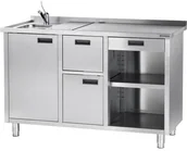 Inne urządzenia gastronomiczne - Stalgast Stół pod ekspres do kawy z ociekaczem i umywalką 486710 - miniaturka - grafika 1