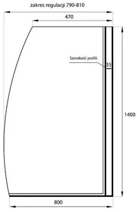 Massi ARCO Parawan nawannowy, szkło transparentne 80x140cm EasyClean MSKP-FA657 - Parawany nawannowe - miniaturka - grafika 6
