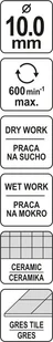 Yato WIERTŁO DO GRESU 10MM DO WIERCENIA NA MOKRO I SUCHO YT-60424 - Wiertła - miniaturka - grafika 4