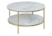 Ławy i stoliki kawowe - D2.Design Stolik kawowy Alisma okrągły z półką Mar able/Gold 162798 - miniaturka - grafika 1