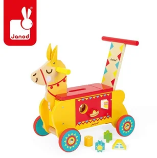 Janod Lama - Jeździk i Pchacz 2w1 z sorterem - J08004 - Jeździki dla dzieci - miniaturka - grafika 2