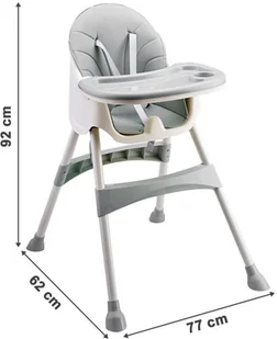 Ecotoys Fotelik krzesełko do karmienia 2w1 pasy 5 punktowe Ecotyos 1782 - Krzesełka do karmienia - miniaturka - grafika 5