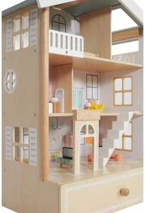 Classic World Duży Drewniany Domek dla Lalek 2 Figurki NATURALNE DREWNO 28 el. CW50552 - Domki dla lalek - miniaturka - grafika 9