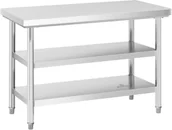 Stoły gastronomiczne - Royal Catering Catering Stół roboczy - 3 poziomy - 120 x 60 cm - 600 kg - stal nierdzewna RCWT-120X60-3L-E RCWT-120X60-3L-E - miniaturka - grafika 1