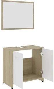 vidaXL vidaXL 3-częściowy zestaw mebli łazienkowych, biel i dąb sonoma, płyta 8720286166222 - Meble łazienkowe - miniaturka - grafika 8