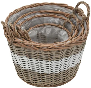 vidaXL Zestaw 4 koszy do przechowywania, wiklina z wyściółką z PE vidaXL - Pudła i pojemniki do przechowywania - miniaturka - grafika 2