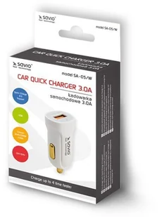Elmak Ładowarka samochodowa Quick Charge 3.0 Savio SA-05/W 3A, 1xUSB SAVIO SA-05/W - Ładowarki samochodowe - miniaturka - grafika 4