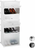 Szafki na buty - Relaxdays regał na buty, z tworzywa sztucznego, system regałowy, 6 półek, regał wtykowy z drzwiami, DIY, wys. x szer. x gł. 10024521_49 - miniaturka - grafika 1