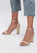 Sandały damskie - Renee Beżowe Sandały Bargaining - miniaturka - grafika 1