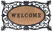 Wycieraczki - Esschert Design rb107 Welcome drzwi/gumowa mata przed drzwi, włókno kokosowe, guma, czarny/brązowy, 75 x 45 x 1 cm RB107 - miniaturka - grafika 1