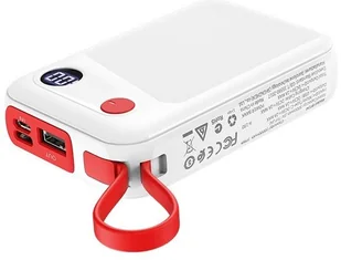 BOROFONE Borofone power bank 10 000 mAh 37Wh z wyświetlaczem LCD i kablem USB-C biały BFO-BT24-C-W - Powerbanki - miniaturka - grafika 3