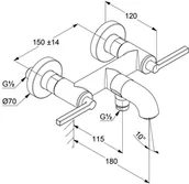 Baterie wannowe i prysznicowe - Kludi Nova Fonte Bateria wannowo-prysznicowa ścienna czarny mat 205403915 - miniaturka - grafika 1