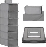 Pudła i pojemniki do przechowywania - Organizer do szafy wiszący z 6 półkami szary HA3033 - miniaturka - grafika 1