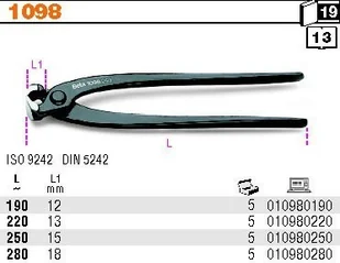 Beta OBCĘGI TYNKARSKIE 220MM 1098PL/220 (1098/220) - Kombinerki i obcęgi - miniaturka - grafika 2