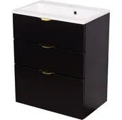 Szafki łazienkowe - Czarna szafka łazienkowa z umywalką 60/3 cm Victa VIC-C-U60/39/3 + KIDDY-60 - miniaturka - grafika 1