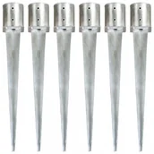 Akcesoria do ogrodzeń - Vida Kołki gruntowe 6 szt. srebrne 12 x 91 cm stal galwanizowana V-145434 - miniaturka - grafika 1