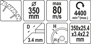 Yato TARCZA DIAMENTOWA DO BETONU 350x25,4MM CIĘCIE NA SUCHO I NA MOKRO - Tarcze do pił - miniaturka - grafika 3