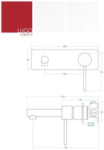 CORSAN Bateria umywalkowa podtynkowa CMB7515BL Lugo czarna z wylewką CMB7515BL - Baterie podtynkowe - miniaturka - grafika 3