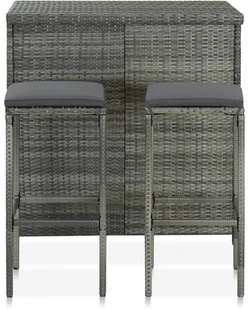 vidaXL 3-częściowy zestaw mebli barowych, polirattan, szary 313472 - Stoły z krzesłami vidaXL 3-częściowy zestaw mebli barowych, polirattan, szary 313472 - Stoły z krzesłami - miniaturka - grafika 3