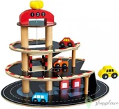 Tory, garaże, parkingi - BINO BINO Parking drewniany z windą + 4 autka - miniaturka - grafika 1