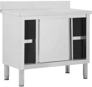 VidaXL Stół roboczy, przesuwne drzwi, 100x50x95 cm, stal nierdzewna 51050 VidaXL - Stoły gastronomiczne - miniaturka - grafika 4