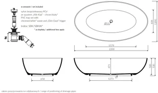 Marmorin Beca Wanna wolnostojąca 220x120 cm biały połysk PW540012200 - Wanny - miniaturka - grafika 4