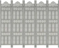 Parawany - vidaXL vidaXL Parawan 5-panelowy, rzeźbiony, szary, 200x165 cm, drewno mango - miniaturka - grafika 1