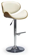 Taborety i hokery - Halmar Hoker barowy z regulacją wysokości - sklejka, kremowa eco skóra H44 chrom stalowa podstawa - miniaturka - grafika 1