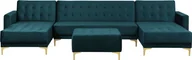 Narożniki - Beliani Narożnik rozkładany 5-osobowy z otomaną welurowy zielony ABERDEEN 147095 - miniaturka - grafika 1