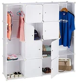 Wieszaki i stojaki - Relaxdays system wtykowy szafa na ubrania, 12 kieszenie, tworzywo sztuczne, tworzywa sztucznego, szafa garderobiana 145,5 x 145,5 cm, 3 kolorów 10021969_49 - miniaturka - grafika 1