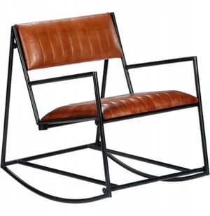 vidaXL Fotel bujany, brązowy, skóra naturalna - Fotele - miniaturka - grafika 2