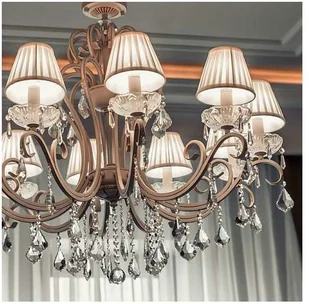 Maytoni Żyrandol LAMPA wisząca TRIUMPH ARM288-08-G Maytoni pałacowa OPRAWA plisowany ZWIS abażurowy z kryształkami biały ecru ARM288-08-G - Lampy sufitowe - miniaturka - grafika 6