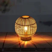 Lampy stojące - Globo Lighting Lampa stołowa Hildegard z bambusa, 30 cm - miniaturka - grafika 1