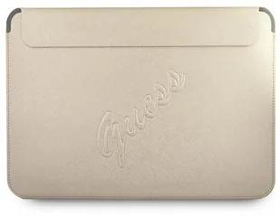 Guess Torba Sleeve GUCS13PUSASLG 13 cali złoty/gold Saffiano Script GUE1207GLD - Torby na laptopy - miniaturka - grafika 3