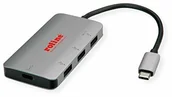 Huby USB - Roline USB 3.1 Gen 1 Hub | potrójny | kabel przyłączeniowy typu C (PD+Data) | do MacBooka, ultrabook, notebooka, laptopa lub komputera ze złączem USB-C 14.02.5038 - miniaturka - grafika 1