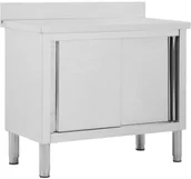 Stoły gastronomiczne - VidaXL Stół roboczy, przesuwne drzwi, 100x50x95 cm, stal nierdzewna 51050 VidaXL - miniaturka - grafika 1