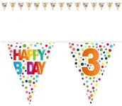 Gadżety dla niej i dla niego - Folat Baner flagi "3 Urodziny - Tęczowe Kropki", FOLAT, 1000 cm FL27103 - miniaturka - grafika 1