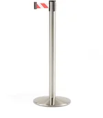 Wyposażenie miejsc publicznych - AJ Taśmowy system wygrodzenowy 3650 mm stal szczotkowana taśma biało-czerwo 312414 - miniaturka - grafika 1