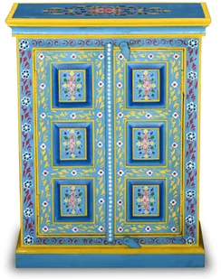 vidaXL Szafka z litego drewna mango, turkusowa, ręcznie malowana - Komody - miniaturka - grafika 4