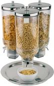 Wyposażenie lokali gastronomicznych - APS Obrotowy dyspenser do płatków potrójny 3 x 4,5 l na podstawie nierdzewnej | Rotation 11970 - miniaturka - grafika 1