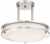 Lampy sufitowe - Westinghouse lighting 64009 30 cm przyciemniana lampa sufitowa LED do wnętrz, montaż pół-częściowy, szczotkowany nikiel z białym akrylowym kloszem 6400940 - miniaturka - grafika 1