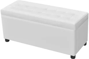 vidaXL Pikowana ławka biała otomana - Ławki do przedpokoju - miniaturka - grafika 4