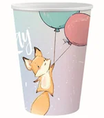 Baby shower i roczek - Godan Kubeczki urodzinowe Happy Birthday z liskiem - 270 ml - 6 szt. PG-KHBL - miniaturka - grafika 1