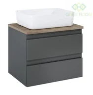 Szafki łazienkowe - Oltens Oltens Vernal szafka 60 cm podumywalkowa wisząca z blatem grafit mat/dąb 60000460 - miniaturka - grafika 1